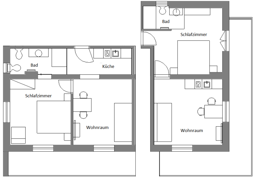 Grundriss: Dependance Appartement Typ A
